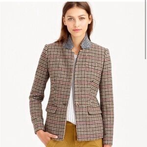 J. Crew Regent Blazer Houndstooth Wool Jewel Collar Jacket Plaid Tartan - 10